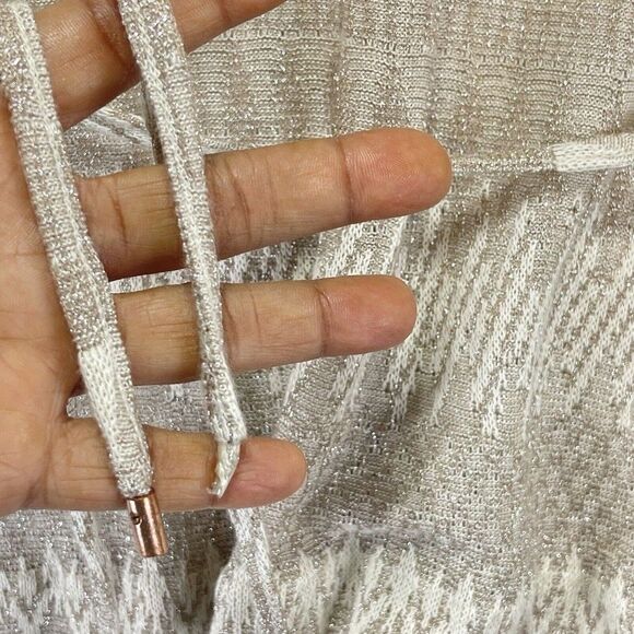 Jones New York Cardigan Sweater Sz PS Taupe Metallic Long Sleeve Top Tie Front - Picture 8 of 16